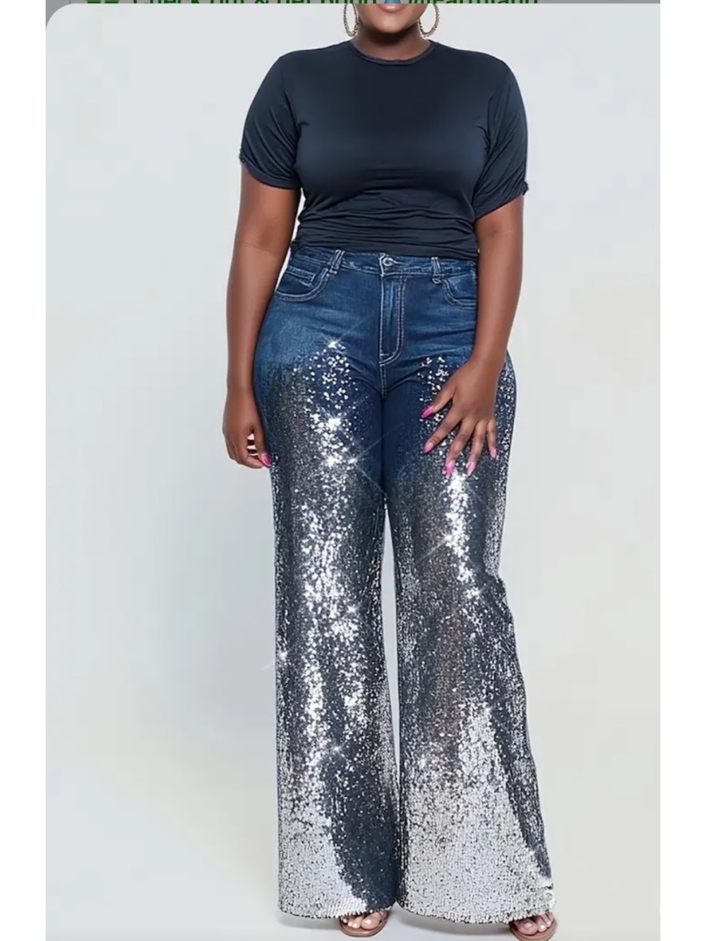 Glittered out Jeans with flare leg